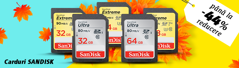 Pana la 44% reducere la cardurile de memorie SanDisk din promotie