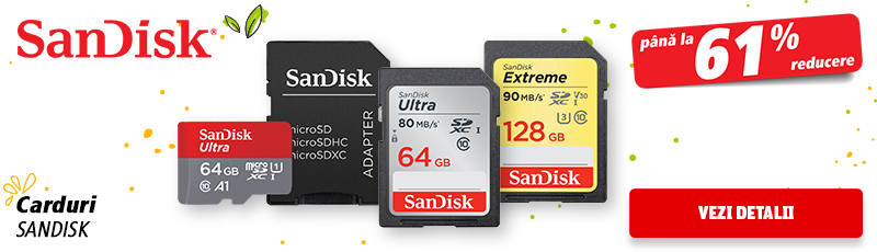 Pana la 61% reducere la cardurile SanDisk din promotie
